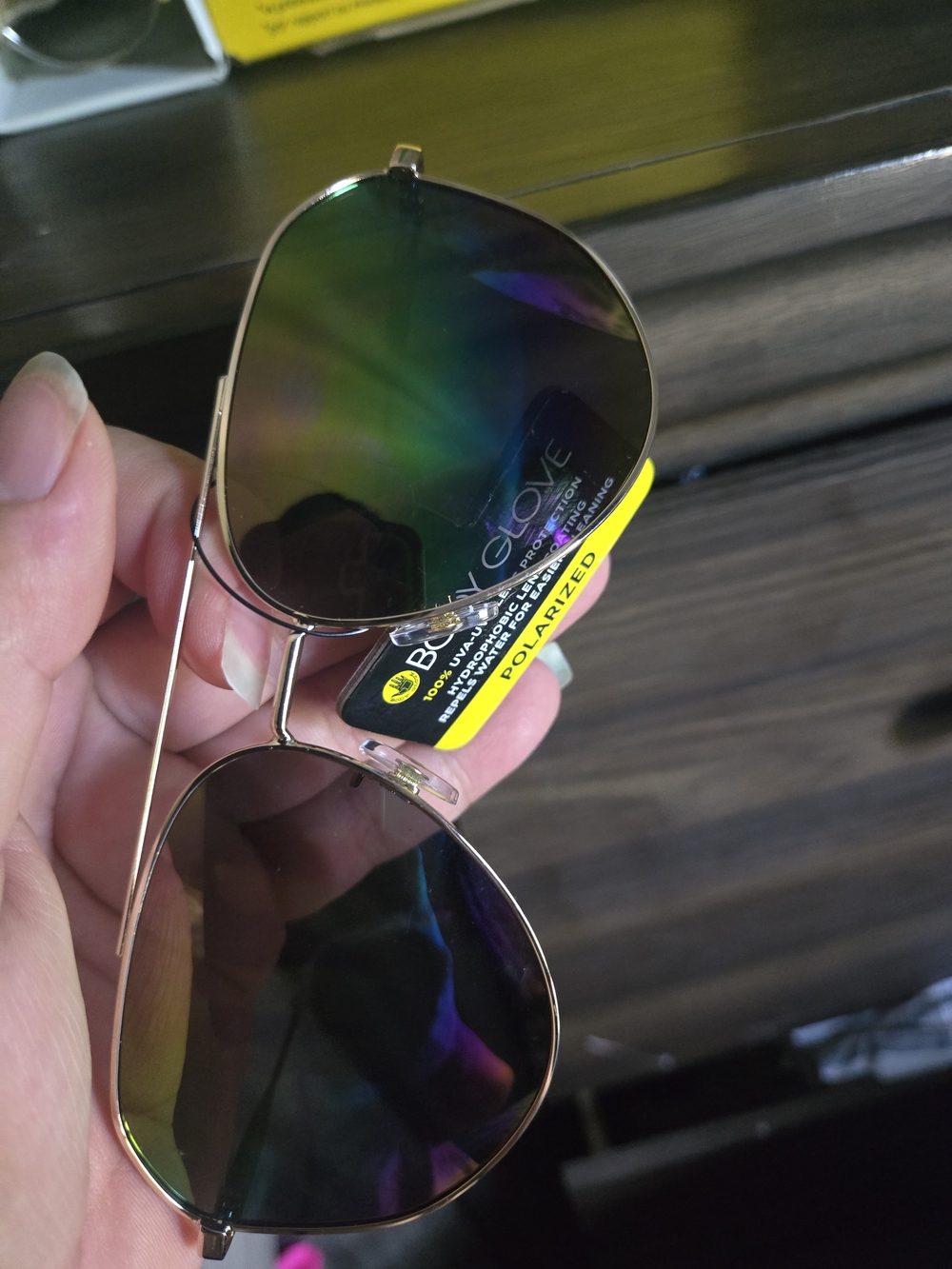 Aviator Polarized Sunglasses with Rainbow-Reflective Lenses